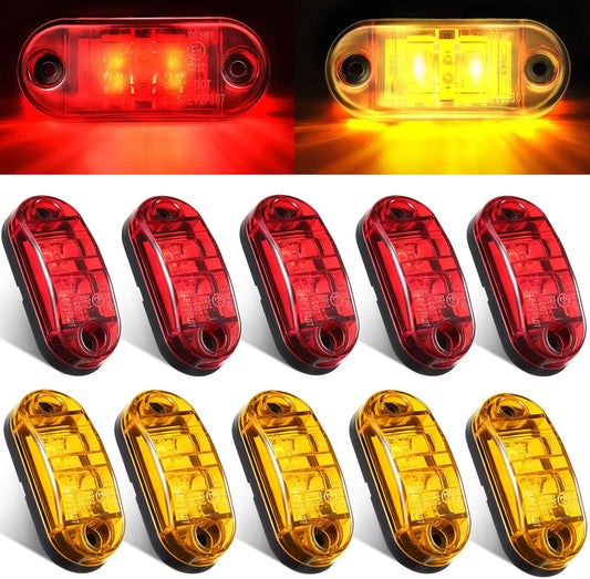 10 Pcs 2.5 Inch LED Trailer Lights 2 Diode Waterproof LED Trailer Side Marker Lights Oval Signal Running V1188-WSZ-A-2781