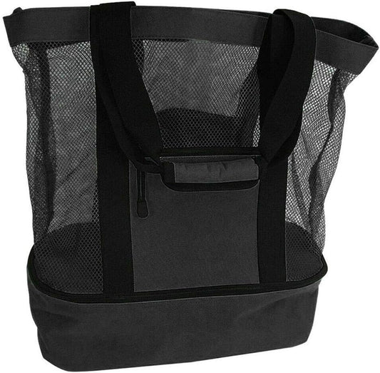 Mesh Beach Tote Bag with Detachable Insulated Beach Cooler Compartment Waterproof Sandproof Picnic Pool Bag, V1188-WSZ-A-377