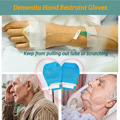 Dementia Restraint Gloves -2 Pcs, Adult No Scratch Mitts for Elderly Hand Safety Protective V1188-WSZ-A-825