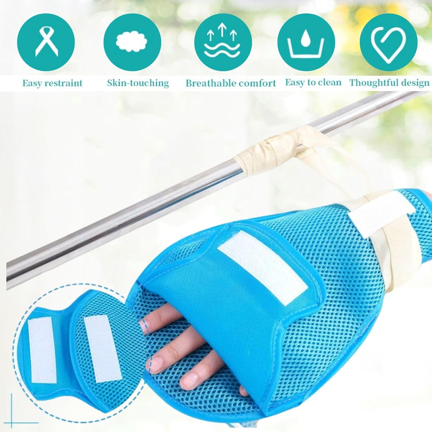 Dementia Restraint Gloves -2 Pcs, Adult No Scratch Mitts for Elderly Hand Safety Protective V1188-WSZ-A-825