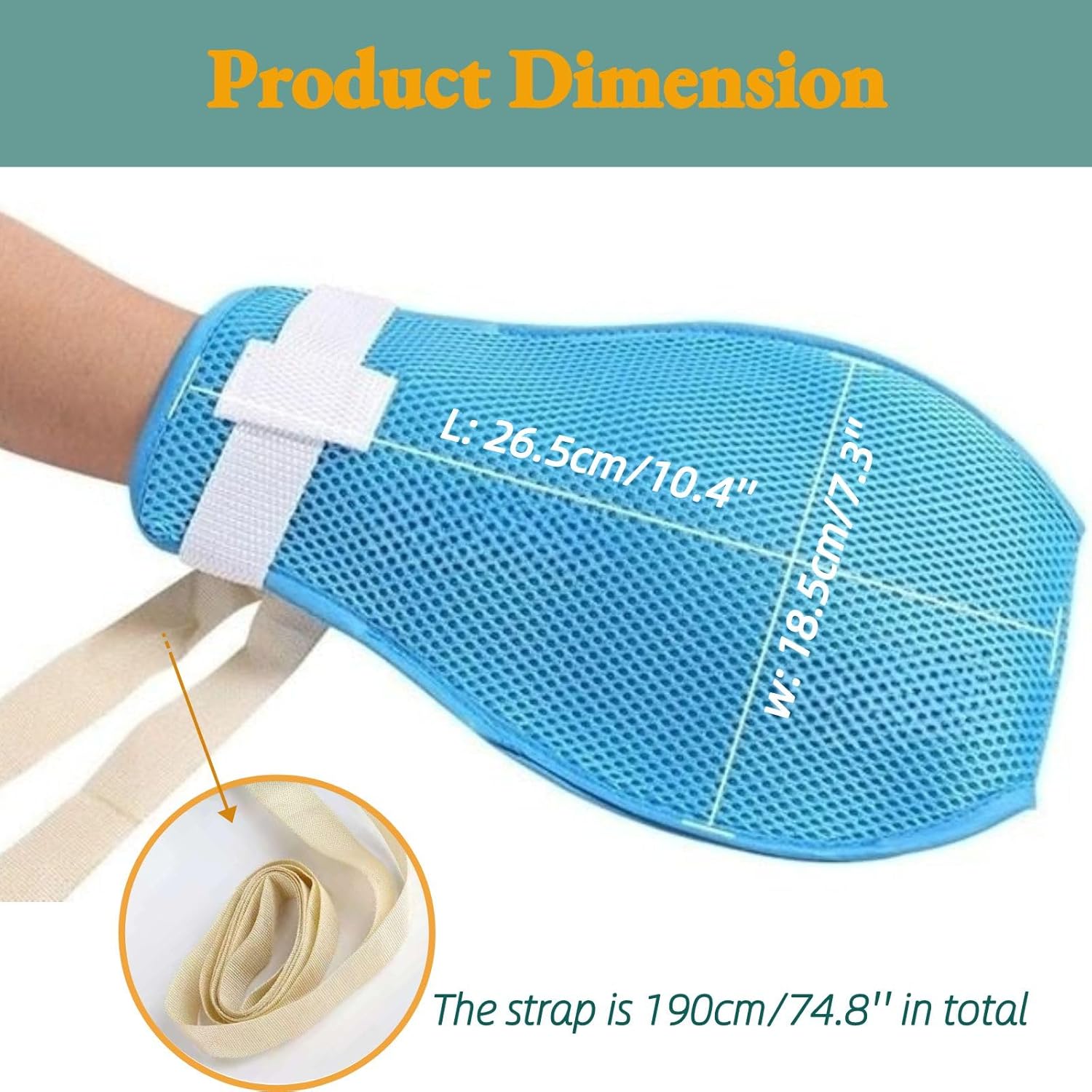 Dementia Restraint Gloves -2 Pcs, Adult No Scratch Mitts for Elderly Hand Safety Protective V1188-WSZ-A-825