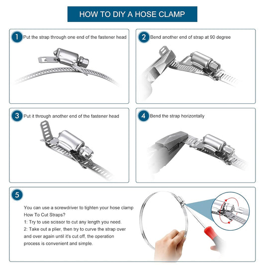 Hoses Clamps, Clamps Worm, Worm Clamps Stainless Steel, Large Hose Clamp Worm Drive Hose Clamps Adjustable V1188-WTJ-AM-0037