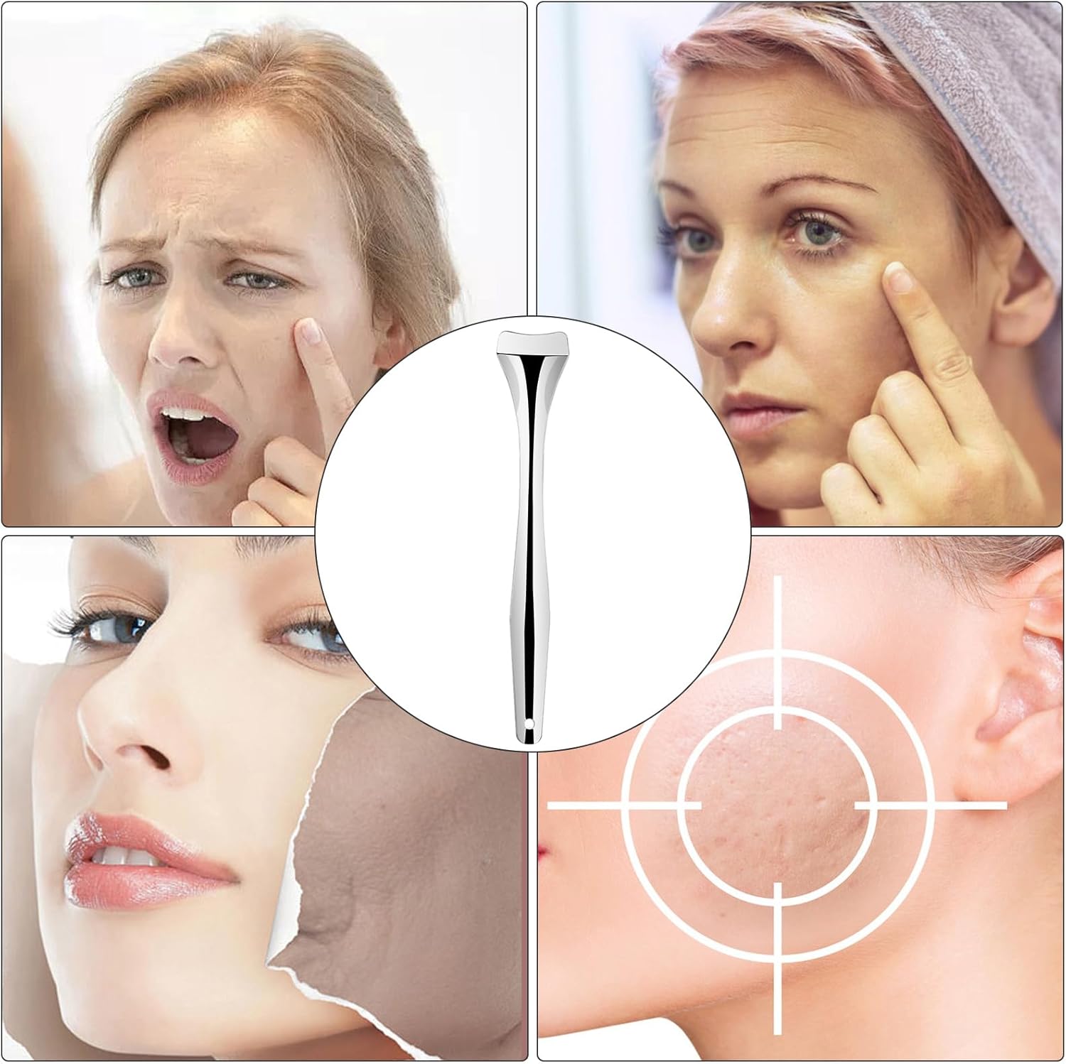 Blackhead Remover Tools, Pore Spatula, Nose Pore Scraper Manual Blackhead Squeezing Tool, Face Spatula for V1188-WTJ-FR-20556