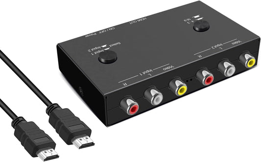 2Port AV to HDMI Converter, Will Convert Input Analog Aignals to a Digital Output Signal, Built-in 16:9/4:3 V1188-WTJ-FR-20609