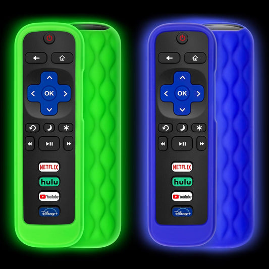 (Pack of 2) Remote Cover Case for Roku TV Remote Control/Silicone Protective Sleeve Skin - Glow in The Dark V1188-WTJ-FR-21029