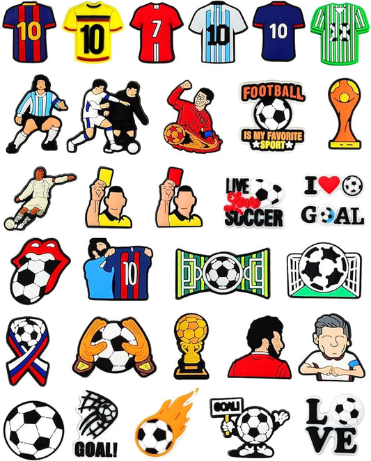 38pcs Soccer Ball Charms for Clog Shoe Decoration, Sports Soccer Football Shoe Charms Accessories Pack,Cute V1188-WTJ-FR-21031