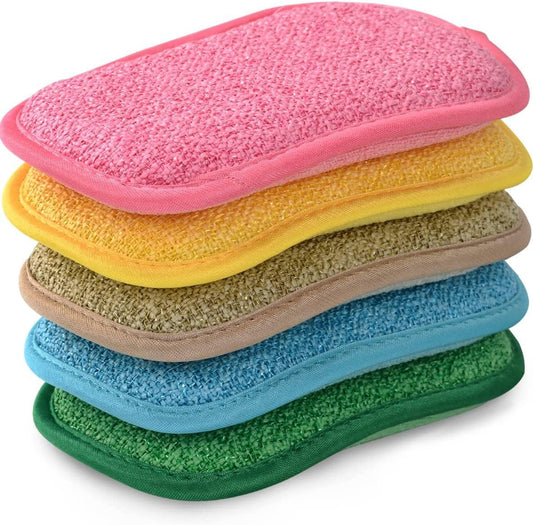 Multipurpose Kitchen Scrub Sponges, Heavy Duty Cleaning Non-Scratch Scrub Sponge, Reusable Microfiber Sponge V1188-WTJ-FR-21096
