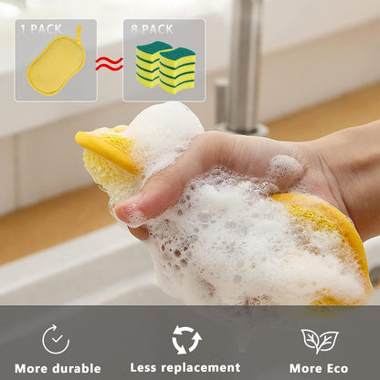 Multipurpose Kitchen Scrub Sponges, Heavy Duty Cleaning Non-Scratch Scrub Sponge, Reusable Microfiber Sponge V1188-WTJ-FR-21096