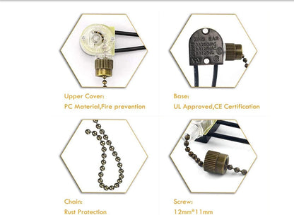 Ceiling Fan Light Switch Zing Ear Pull Chain Switch ZE-109 Fan Light Switch, On-Off Speed with Pull Chain V1188-WTJ-FR-21099