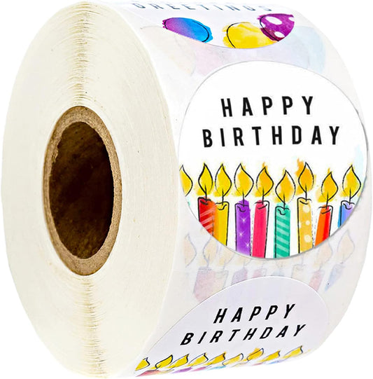 Happy Birthday Stickers, Round Happy Birthday Stickers,Waterproof Self Adhesive Stickers Happy Birthday with V1188-WTJ-FR-21127