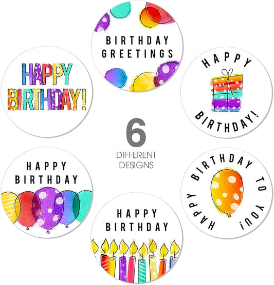 Happy Birthday Stickers, Round Happy Birthday Stickers,Waterproof Self Adhesive Stickers Happy Birthday with V1188-WTJ-FR-21127