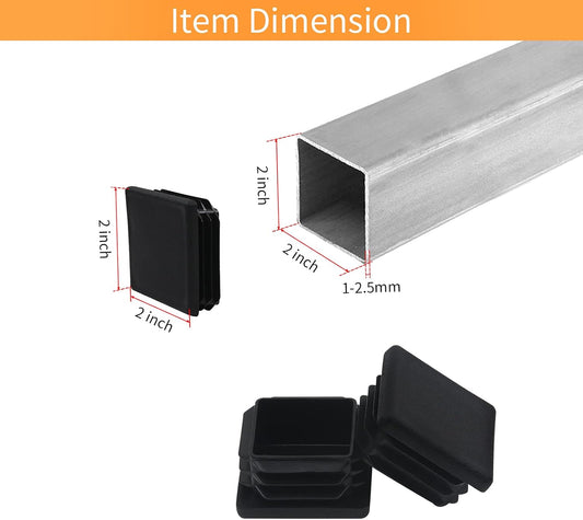 , 2 Inch 2x2 Square Tube End Cap Plastic Plugs 12 Pack, 2 Inch 2x2 Square Tubing Plug 2x2 Tube End Caps Fence V1188-WTJ-FR-21151