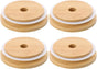 4 Pack 86mm Wide Mouth Bamboo Mason Jar Lids with Straw Hole Reusable Bamboo Caps Leak-Proof Glass Canning V1188-WTJ-FR-21157