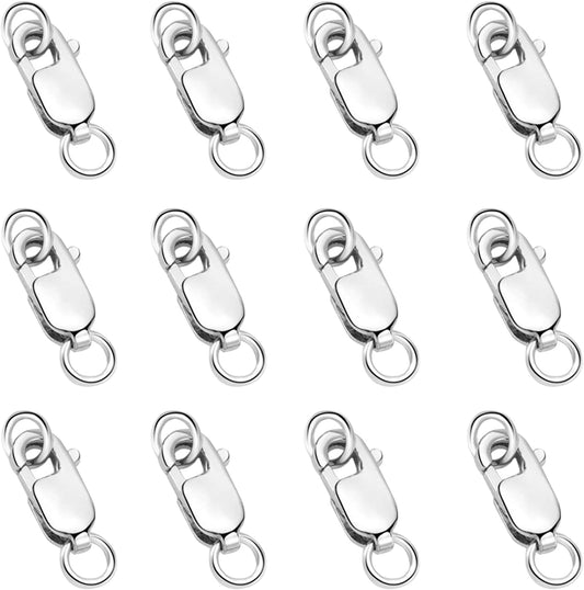 925 Sterling Silver Lobster Claw Clasp 12pcs with Closed Jump Rings, Small Connector with Jump Ring for V1188-WTJ-FR-21181