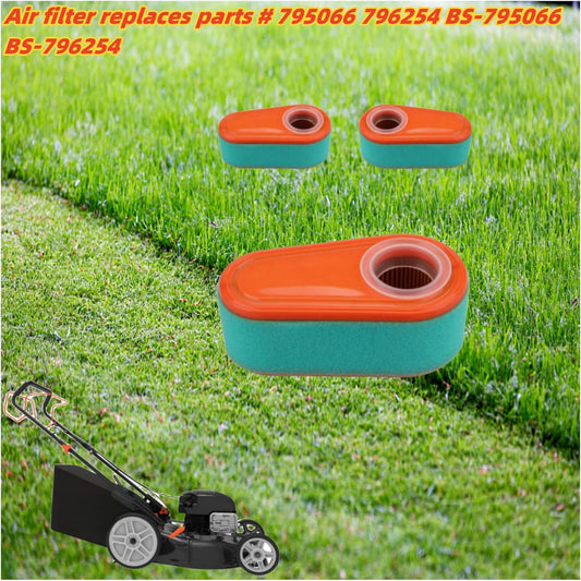 (3-pk) 795066 Air Filter Replaces For Briggs & Stratton 7.75 8.0 8.50 And 8.75 HP With 796254 Pre Filter V1188-WTJ-LZZ-00566