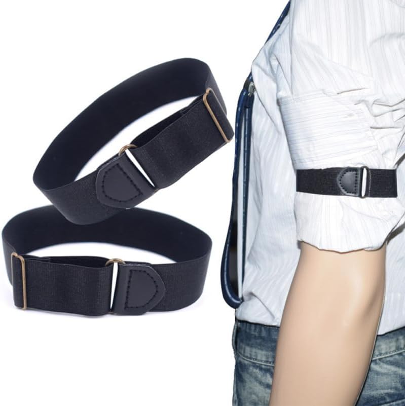 2pcs Sleeve Garters Non Slip Shirt Sleeve Holders Armband for Women Men (Black) V1188-WTJ-LZZ-00715