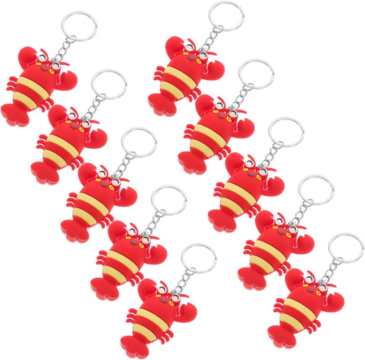 10pcs Simulation Sea Animals Keychains Cute Cartoon Lobster Key Pendant Decor for Bags Backpacks and Phones V1188-WTJ-LZZ-00825