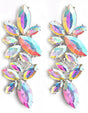 Iridescent Rhinestone Earrings for Prom, Sparkling Bridal Cluster Drop Dangle Stud Earrings, AB Crystal V1188-WTJ-LZZ-00967