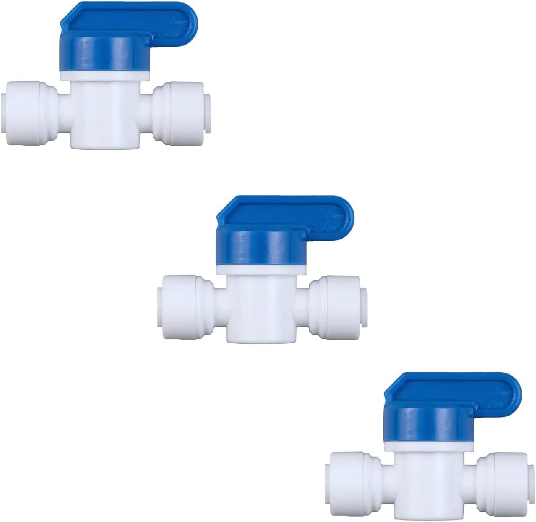 3 Pack Push-to-Connect Plastic Shut Off Valve Fitting (1/4-in OD x 1/4-in OD, Inline Straight Ball Valve), V1188-WTJ-LZZ-00972