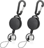 2 Pack Retractable Keychain Heavy Duty Retractable Badge Reel Carabiner with 30" Retractable Cord, Black V1188-WTJ-LZZ-01341