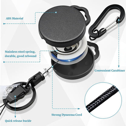 2 Pack Retractable Keychain Heavy Duty Retractable Badge Reel Carabiner with 30" Retractable Cord, Black V1188-WTJ-LZZ-01341