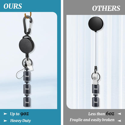 2 Pack Retractable Keychain Heavy Duty Retractable Badge Reel Carabiner with 30" Retractable Cord, Black V1188-WTJ-LZZ-01341
