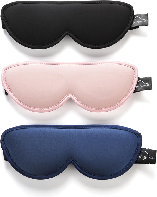 Sleep Masks for Petite Face Small Head, 3 Pack Stitched Eye Masks with Contoured Cups for Women Kids Children V1188-WTJ-LZZ-01370