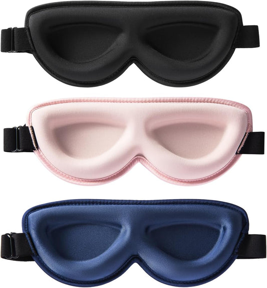 Sleep Masks for Petite Face Small Head, 3 Pack Stitched Eye Masks with Contoured Cups for Women Kids Children V1188-WTJ-LZZ-01370