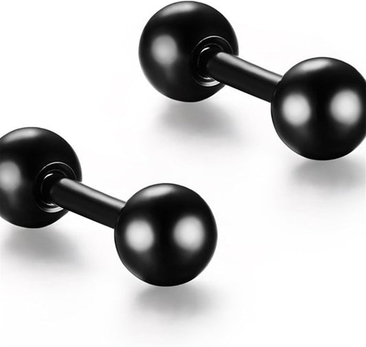 Titanium Steel Ball Stud Earrings Barbell Cartilage Tragus Helix Ear Piercing For Men Women, Black V1188-WTJ-LZZ-01429