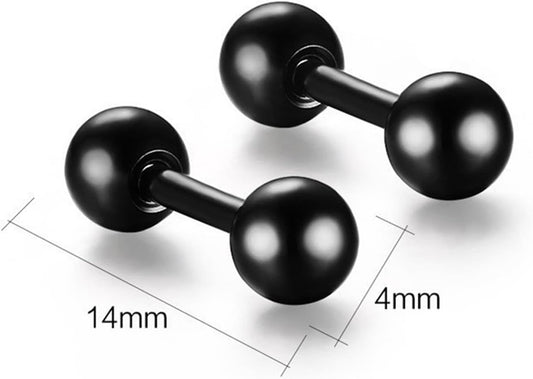 Titanium Steel Ball Stud Earrings Barbell Cartilage Tragus Helix Ear Piercing For Men Women, Black V1188-WTJ-LZZ-01429