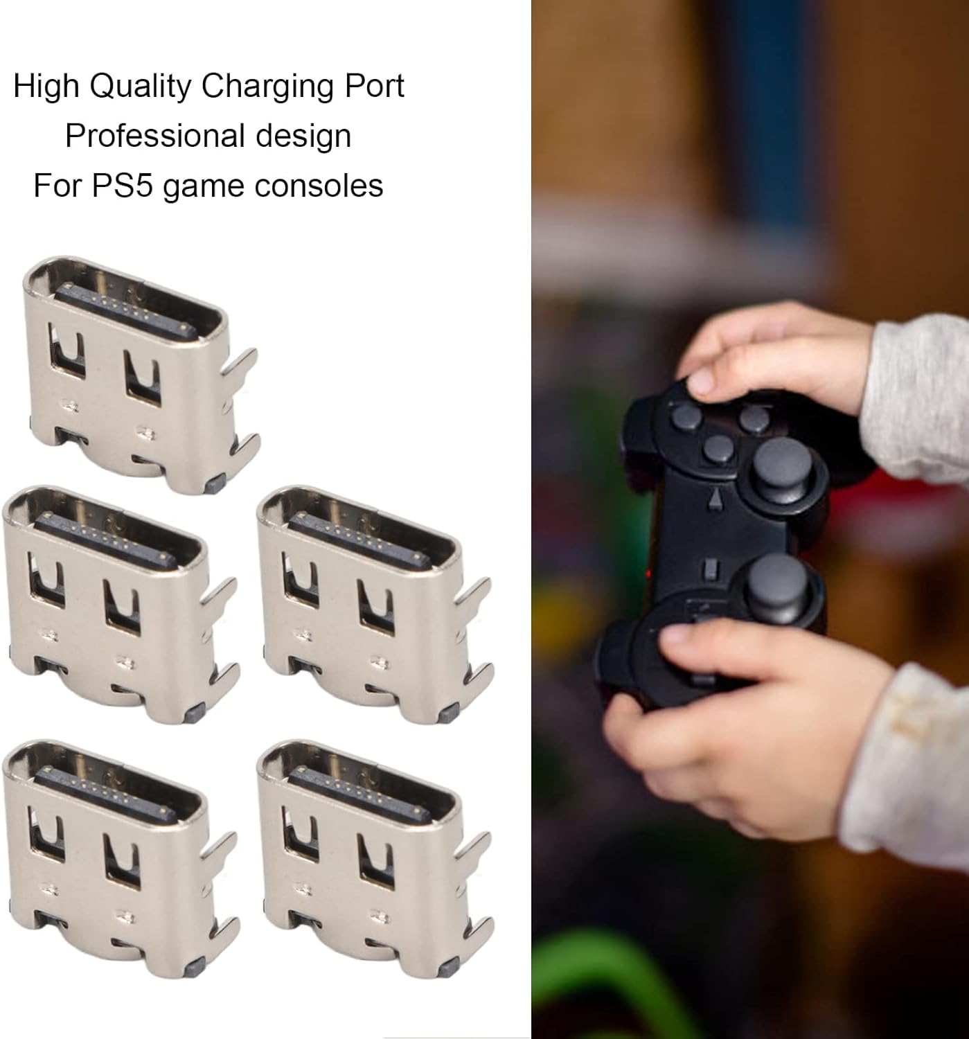 5pcs Type C Charging Port for, Replacement Controller USB C Charging Socket, Standard Type C Interface V1188-WTJ-LZZ-01493