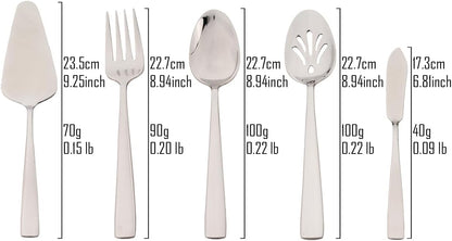 5-Piece Glossy Handle Silverware Hostess Set Stainless Steel Flatware Serving Set for Buffet Party Home V1188-WTJ-LZZ-01548