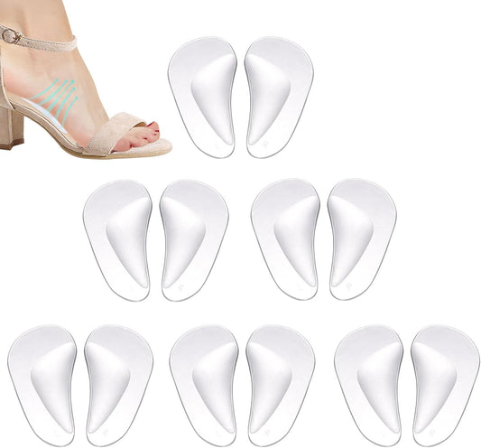 12pcs Arch Support Insoles, Transparent Gel Self-Adhesive Arch Support Shoe Inserts Soft Silicone Foot Arch V1188-WTJ-LZZ-01812
