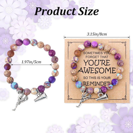 Cheer Bracelet, Imperial Stone Cheerleading Bracelet with Encouragement Card Charming Cheerleader Gifts V1188-WTJ-LZZ-01815