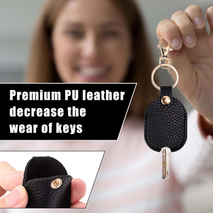 Leather Car Key Sleeve, Broken Loop Replacement PU Keychain Protector With Iron Ring, Auto House Cover V1188-WTJ-LZZ-01836