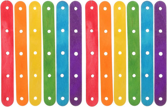 Wooden Lolly Sticks Craft Popsicle Sticks Craft Sticks Ice Cream Sticks with Holes DIY Crafts 50PCS (Colorful) V1188-WTJ-LZZ-01975