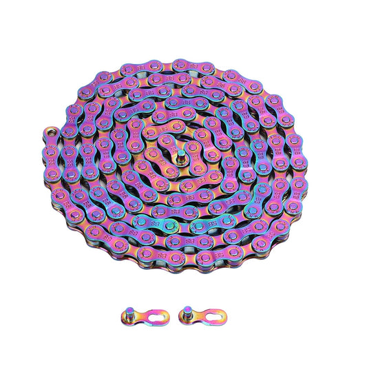 6 7 8 Speed Chain Rainbow Chain, 1/2 X 11/128 Inch 116 Links Lightweight Chain, Mountain Road Chain for Road V1188-WTJ-QDH-01303