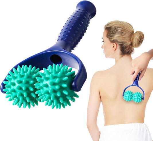 Handheld Spiky Massage Balls Rollers, 2 Wheel Spiky Massage Ball Rollers Silicone Manual Massage Roller with V1188-WTJ-QDH-01434
