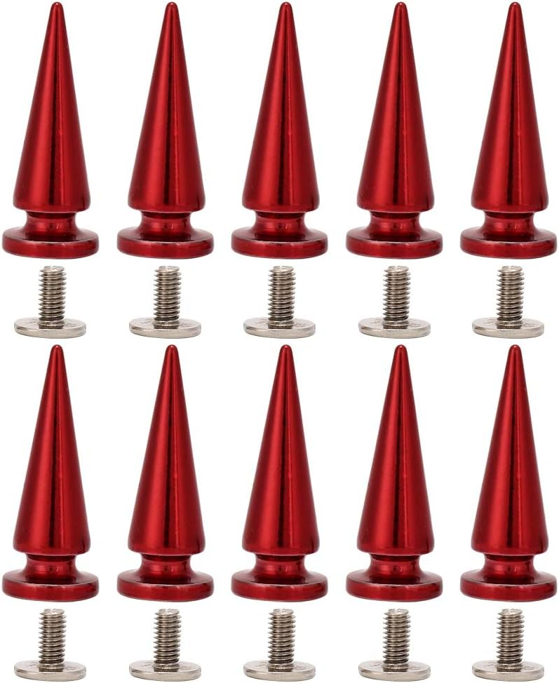 10Pcs 10x26MM Large Size Cone Spikes Punk Rivets Stud Screw Tree Shape Back Spikes for DIY Leather Shoes V1188-WTJ-QDH-01557
