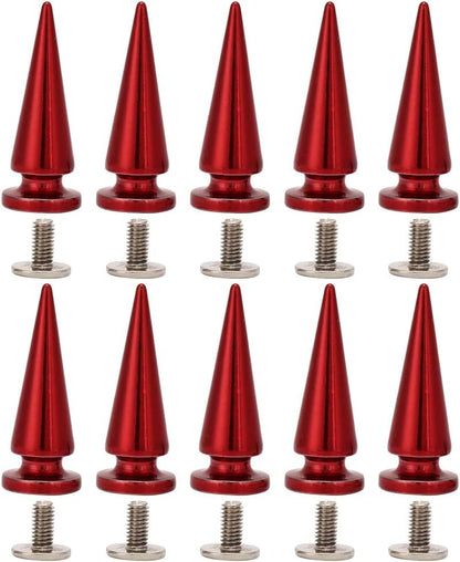 10Pcs 10x26MM Large Size Cone Spikes Punk Rivets Stud Screw Tree Shape Back Spikes for DIY Leather Shoes V1188-WTJ-QDH-01557