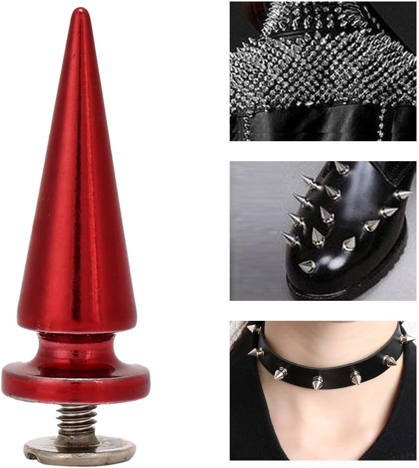 10Pcs 10x26MM Large Size Cone Spikes Punk Rivets Stud Screw Tree Shape Back Spikes for DIY Leather Shoes V1188-WTJ-QDH-01557