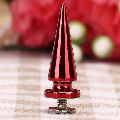 10Pcs 10x26MM Large Size Cone Spikes Punk Rivets Stud Screw Tree Shape Back Spikes for DIY Leather Shoes V1188-WTJ-QDH-01557