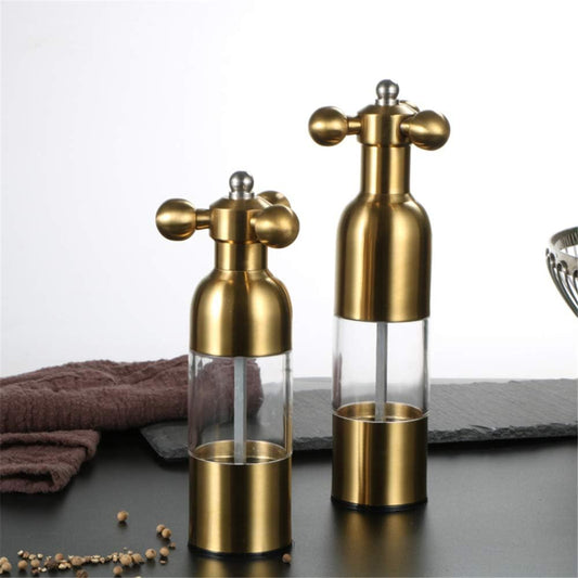 Salt and Pepper Grinder, Manual Stainless Steel Faucet Salt Shakers Mill with Handle, Refillable Adjustable V1188-WTJ-QDH-01990