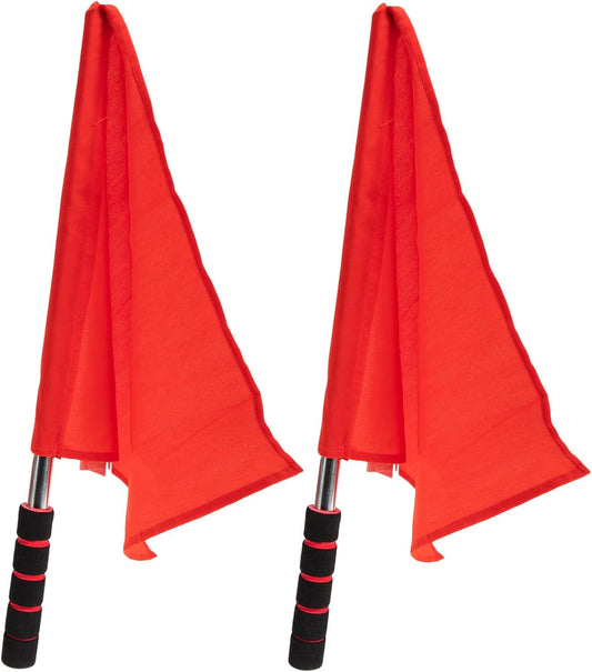 2PCS Referee Flags Volleyball Flags Line Judge, Stainless Steel Hand Flag Red Sigl Flag Sponge Handle Soccer V1188-WTJ-QDH-02290