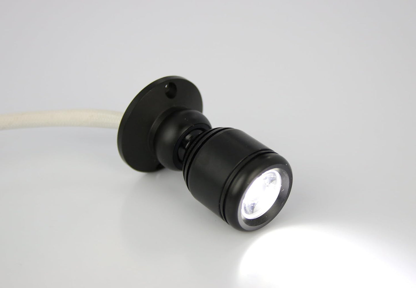 Micro Pivoting LED Spotlight - 1 Watt High Power LED Lamp - Tiny Size, Cool White LED, 12 to 28VDC V1188-WTJ-SJH-0434
