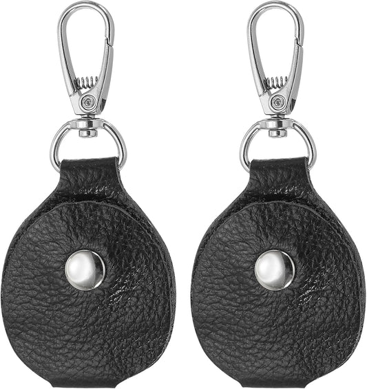 Leather Key Fob, Genuine Leather Keys Cover Portable Key Fob Air Tag Holder for Office Car Keys ID Key Cards V1188-WTJ-SJH-0602