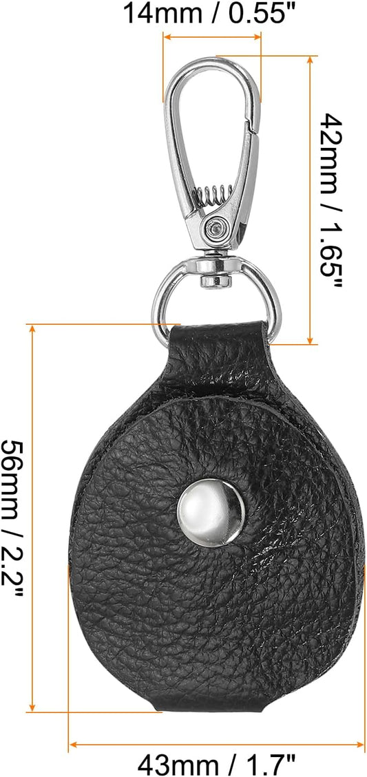 Leather Key Fob, Genuine Leather Keys Cover Portable Key Fob Air Tag Holder for Office Car Keys ID Key Cards V1188-WTJ-SJH-0602