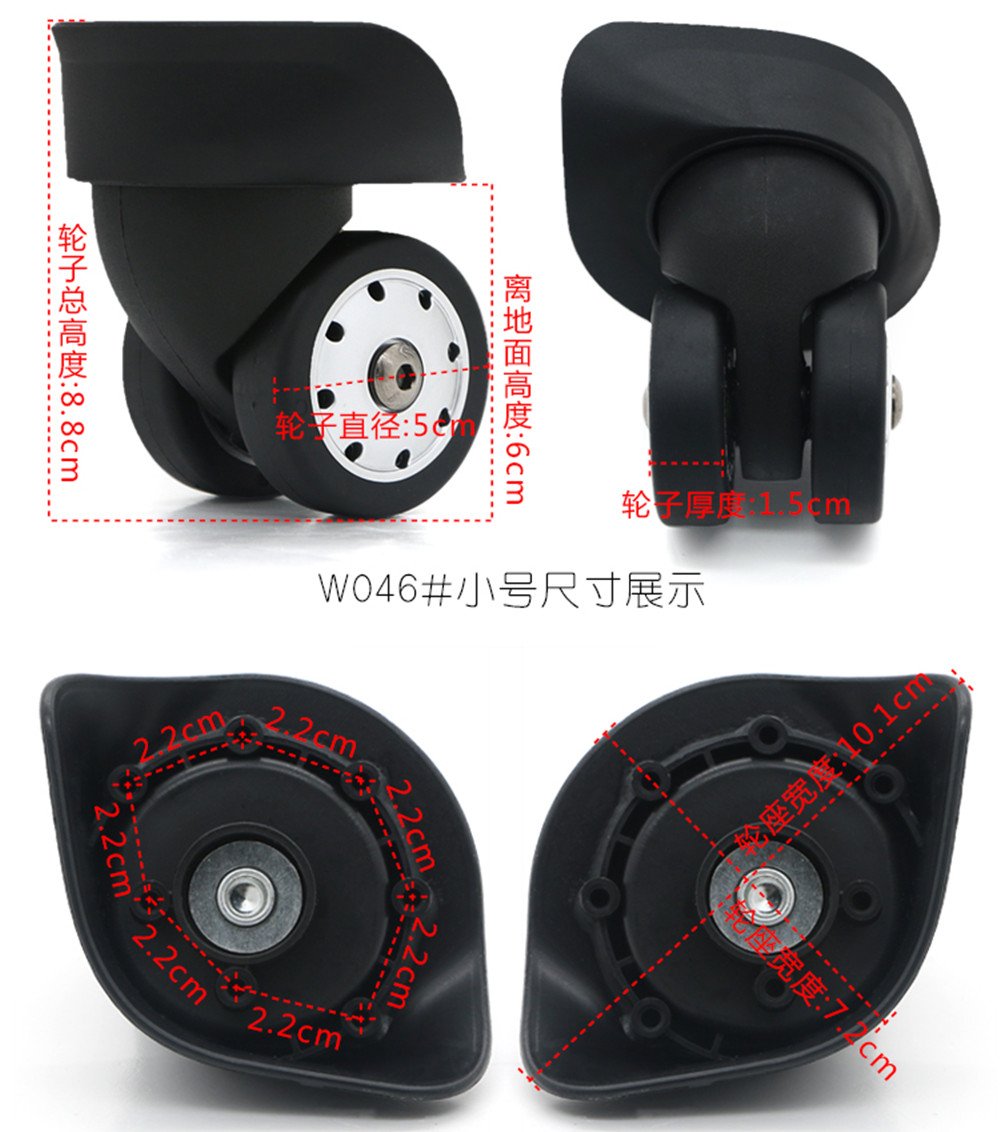 Replacement Luggage Wheels W046# S Size (Di Long) Replacement Plastic Wheels/Luggage Spinner Wheels (2 V1188-WTJ-SJH-0750