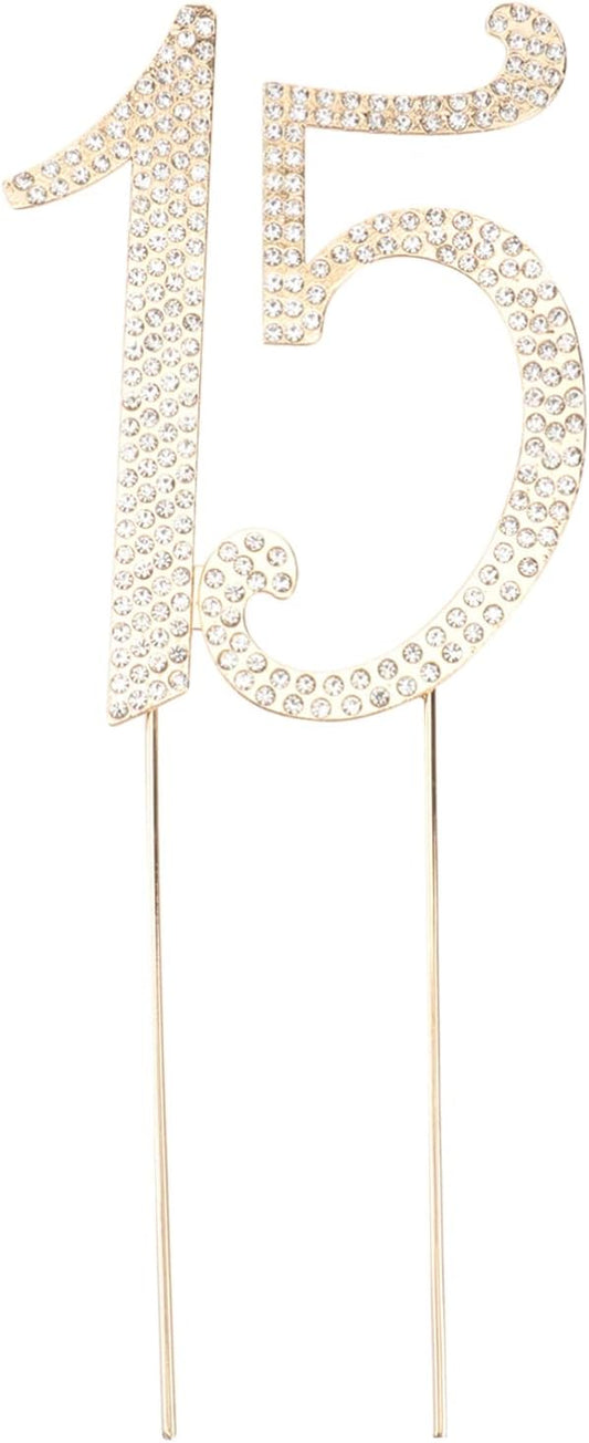 15 Cake Topper Birthday Number 15 Crystal Rhinestones Cake Topper 15th Cake Decoration for Birthday V1188-WTJ-SJH-1162