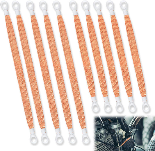 10pcs Universal Automotive Ground Straps, 10/12 inch Engine Ground Strap Kit Braided Copper Ground Straps V1188-WTJ-SJH-1245